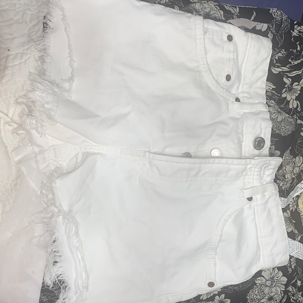 White high waisted jean shorts